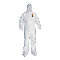 KleenGuard A30 Elastic Back and Cuff Hooded/Boots Coveralls, 3XL, White 21/Carton (KCC46126)