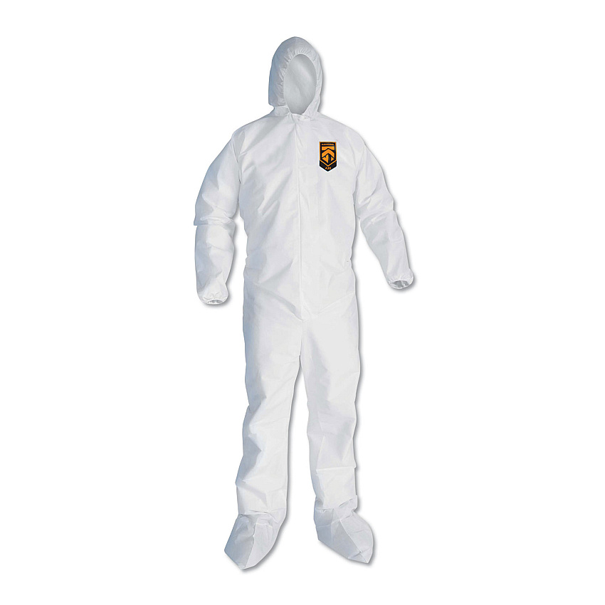 KleenGuard A30 Elastic Back and Cuff Hooded/Boots Coveralls, 3XL, White 21/Carton (KCC46126)
