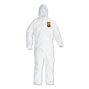 KleenGuard A30 Elastic Back and Cuff Hooded Coveralls, 3X-Large, White, 21/Carton (KCC46116)