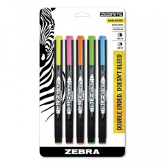 Zebra Zebrite Eco Double-Ended Highlighter, Assorted Ink Colors, Medium-Chisel/Fine-Bullet Tips, Assorted Barrel Colors, 5/Set (75005)