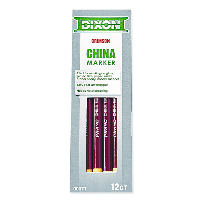 Dixon China Marker, 0.3" x 7", Crimson Red, Dozen (000710002)