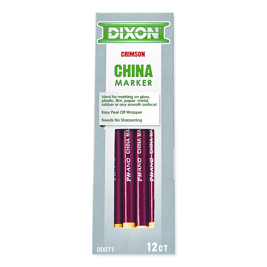 Dixon China Marker, 0.3" x 7", Crimson Red, Dozen (000710002)