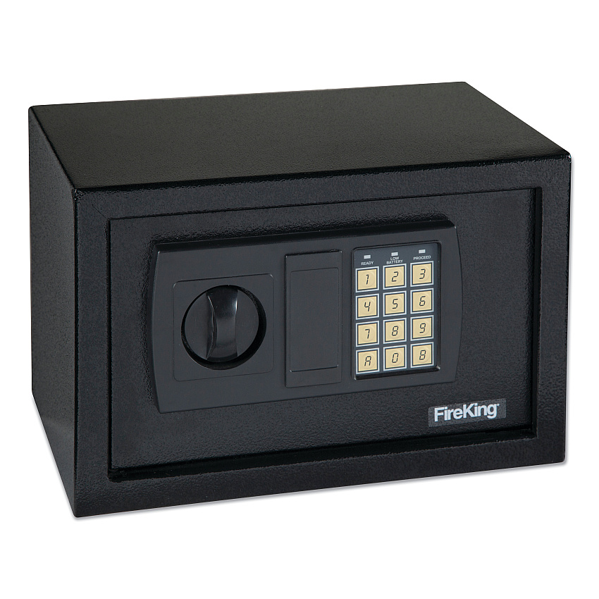 FireKing Small Personal Safe, 0.3 cu ft, 12.19w x 7.56d x 7.88h, Black (FIRHS1207)