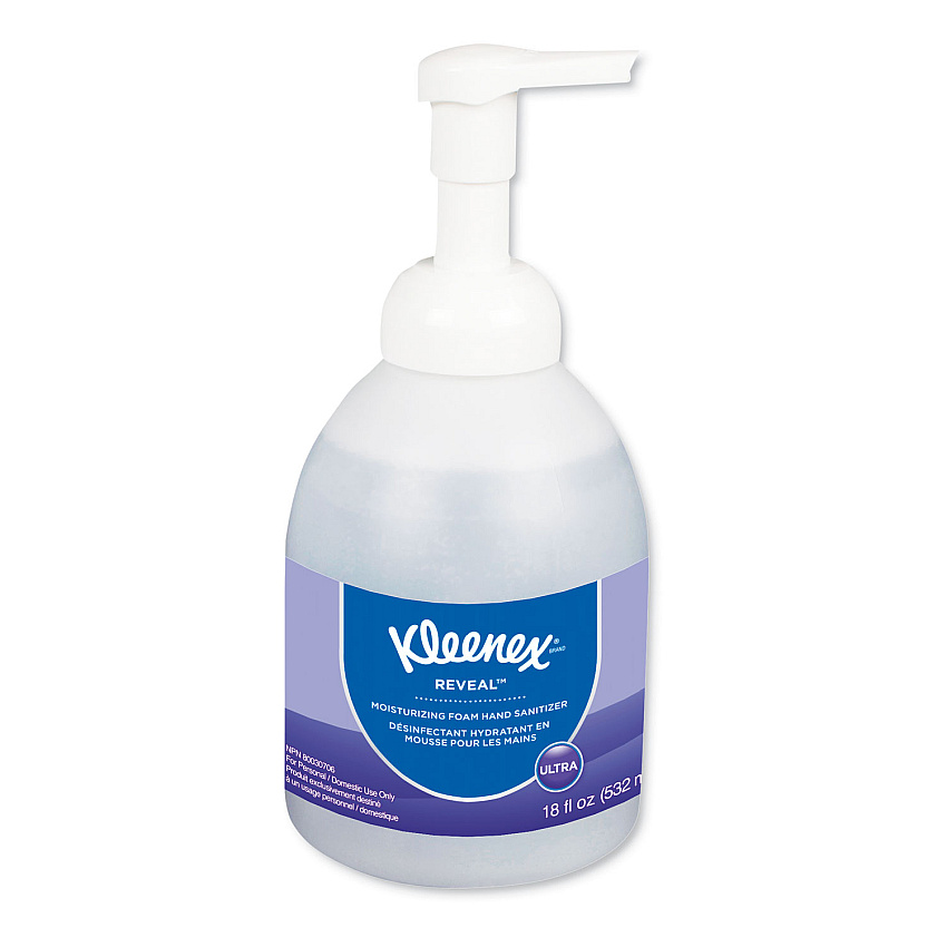 Kleenex Reveal Ultra Moisturizing Foam Hand Sanitizer, 18 oz Bottle, Fragrance-Free (KCC45826EA)
