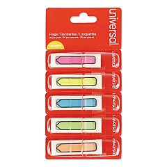 Universal Deluxe Pop-Up Page Flags, 0.5 x 1.75, Five Assorted Colors, 35 Flags/Dispenser, 5 Dispensers/Pack (UNV99015)