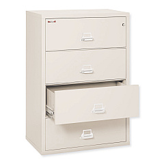 FireKing Insulated Lateral File, 4 Legal/Letter-Size File Drawers, Parchment, 37.5" x 22.13" x 52.75", 323.24 lb Overall Capacity (FIR43822CPA)