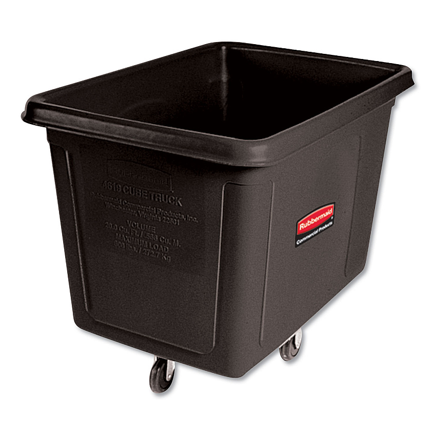 Rubbermaid Commercial Cube Truck, 149 gal, 600 lb Capacity, Plastic, Black (RCP4619BLA)