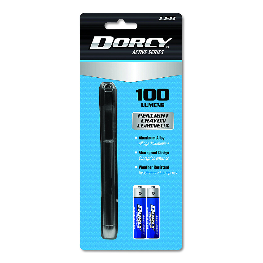 DORCY 100 Lumen LED Penlight, 2 AAA Batteries (Included), Silver (DCY411218)