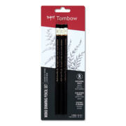 Tombow Mono Drawing Pencil Set, 2 mm, Assorted Lead Hardness Ratings, Black Lead, Black Barrel, 3/Pack (61001)