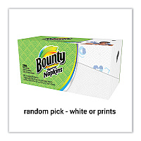 Bounty Quilted Napkins, 1-Ply, 12 1/10 x 12, Assorted - Print or White, 200/Pack (PGC34885)