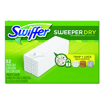 Swiffer Dry Refill Cloths, White, 10.4" X 8", 52/box, 3 Boxes/carton (PGC81216)