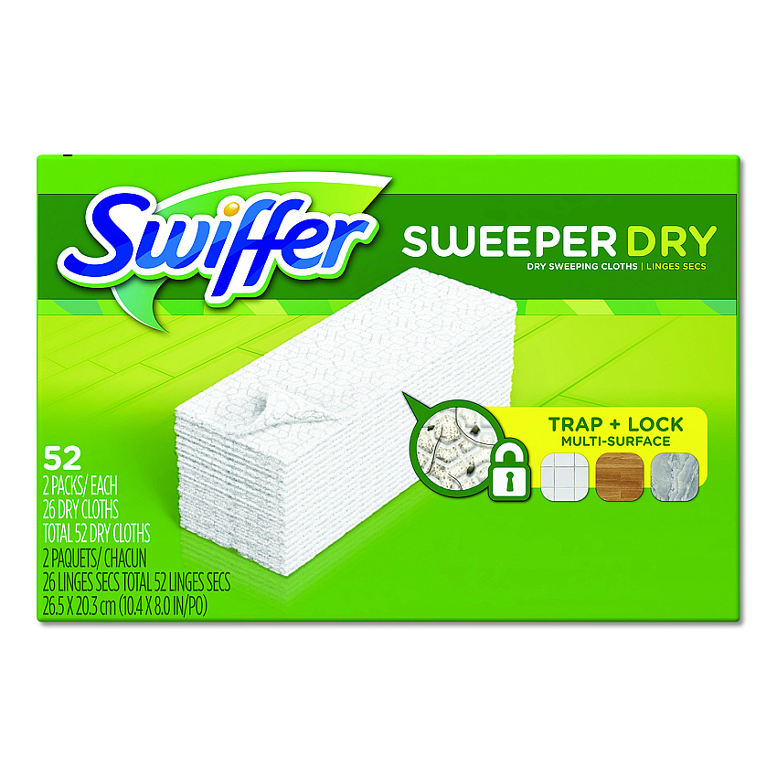 Swiffer Dry Refill Cloths, White, 10.4" X 8", 52/box, 3 Boxes/carton (PGC81216)