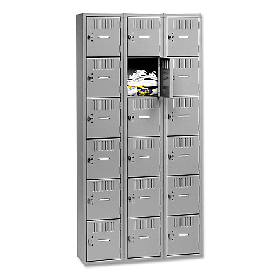 Tennsco Box Compartments, Triple Stack, 36w x 18d x 72h, Medium Gray (TNNBS6121812CMG)