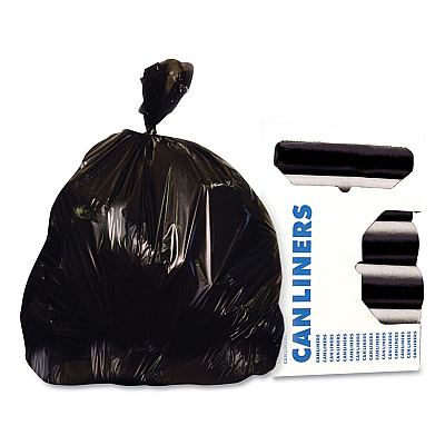 Heritage Reprocessed Resin Can Liners, 45 gal, 1.2 mil, 40" x 46", Black, 100/Carton (HERX8046SKR01)