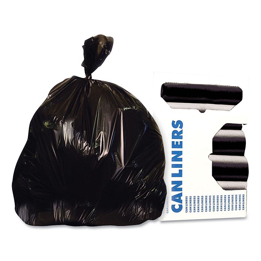 Heritage Reprocessed Resin Can Liners, 45 gal, 1.2 mil, 40" x 46", Black, 100/Carton (HERX8046SKR01)