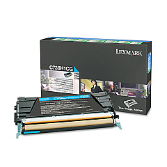 Lexmark C736H1CG Return Program High-Yield Toner, 10,000 Page-Yield, Cyan