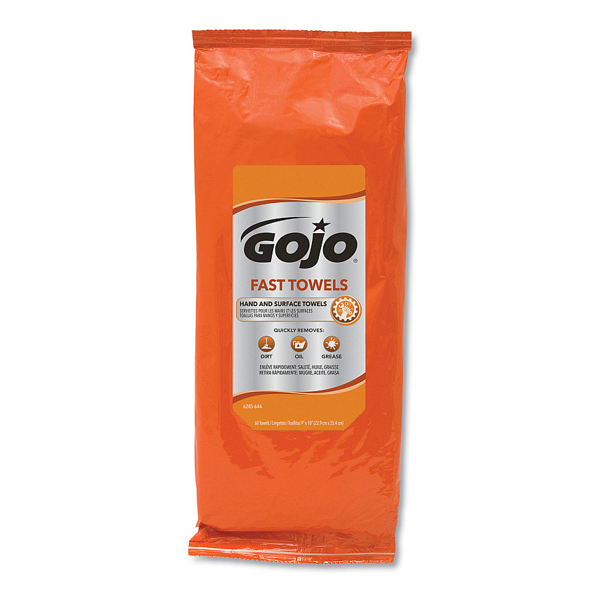 GOJO FAST TOWELS Hand Cleaning Towels, 2-Ply, 7.75 x 11, Fresh Citrus, Blue, 60/Pack, 6 Packs/Carton (GOJ628506)
