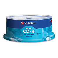 Verbatim CD-R Music Recordable Disc, 700 MB/80 min, 40x, Spindle, Silver, 25/Pack (VER96155)