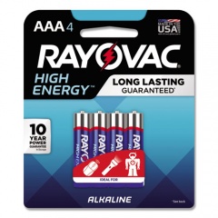 Rayovac High Energy Premium Alkaline AAA Batteries, 4/Pack (8244K)