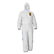 KleenGuard A35 Liquid and Particle Protection Coveralls, Zipper Front, Hooded, Elastic Wrists and Ankles, Large, White, 25/Carton (KCC38938)