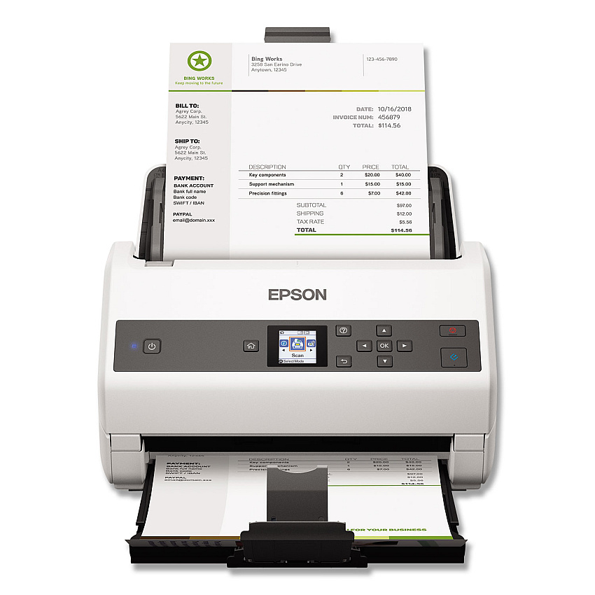 Epson DS-870 Color Workgroup Document Scanner, 600 dpi Optical Resolution, 100-Sheet Duplex Auto Document Feeder (EPSB11B250201)