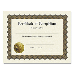 Great Papers Ready-to-Use Certificates, Completion, 11 x 8.5, Ivory/Brown/Gold Colors with Brown Border, 6/Pack (COS930400)