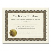 Great Papers Ready-to-Use Certificates, Excellence, 11 x 8.5, Ivory/Brown/Gold Colors with Brown Border, 6/Pack (930600)