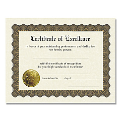 Great Papers Ready-to-Use Certificates, Excellence, 11 x 8.5, Ivory/Brown/Gold Colors with Brown Border, 6/Pack (COS930600)