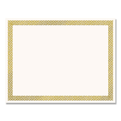 Great Papers Foil Border Certificates, 8.5 x 11, Ivory/Gold with Braided Gold Border, 12/Pack (COS936060)