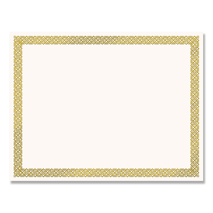 Great Papers Foil Border Certificates, 8.5 x 11, Ivory/Gold with Braided Gold Border, 12/Pack (COS936060)
