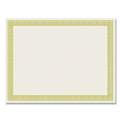 Great Papers Foil Border Certificates, 8.5 x 11, Ivory/Gold with Channel Gold Border, 12/Pack (COS963070)