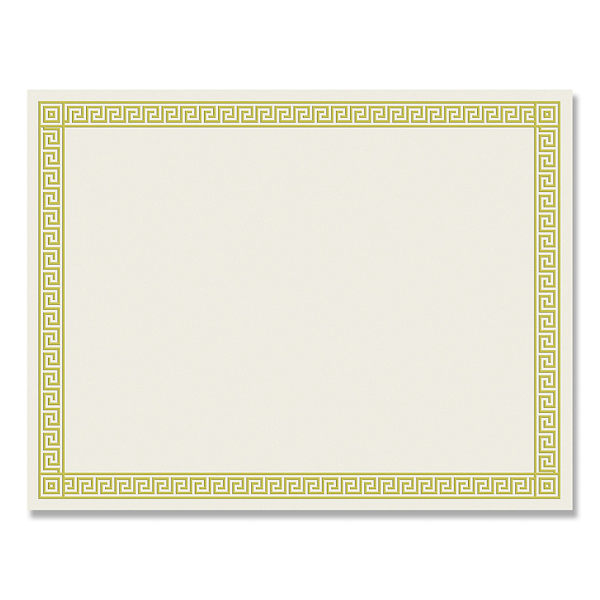 Great Papers Foil Border Certificates, 8.5 x 11, Ivory/Gold with Channel Gold Border, 12/Pack (COS963070)
