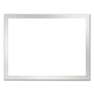 Great Papers Foil Border Certificates, 8.5 x 11, White/Silver with Braided Silver Border,15/Pack (COS963027)