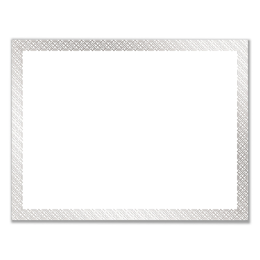 Great Papers Foil Border Certificates, 8.5 x 11, White/Silver with Braided Silver Border,15/Pack (COS963027)