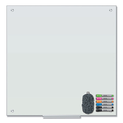 U Brands Magnetic Glass Dry Erase Board Value Pack, 35" x 35", Frosted White (UBR3971U0001)