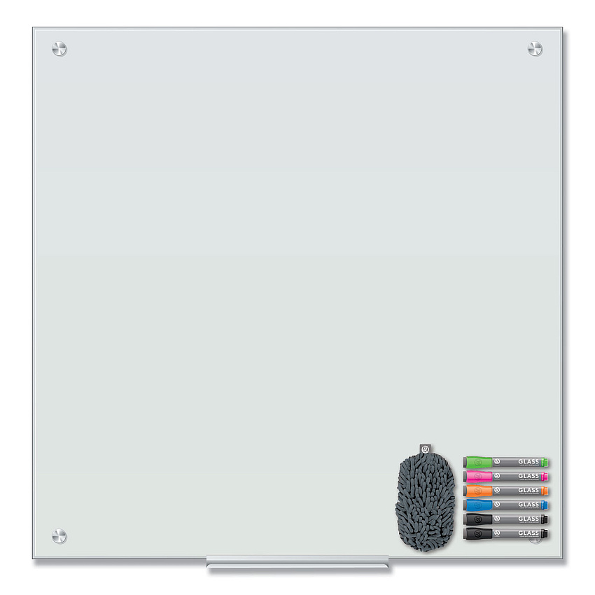 U Brands Magnetic Glass Dry Erase Board Value Pack, 35" x 35", Frosted White (UBR3971U0001)