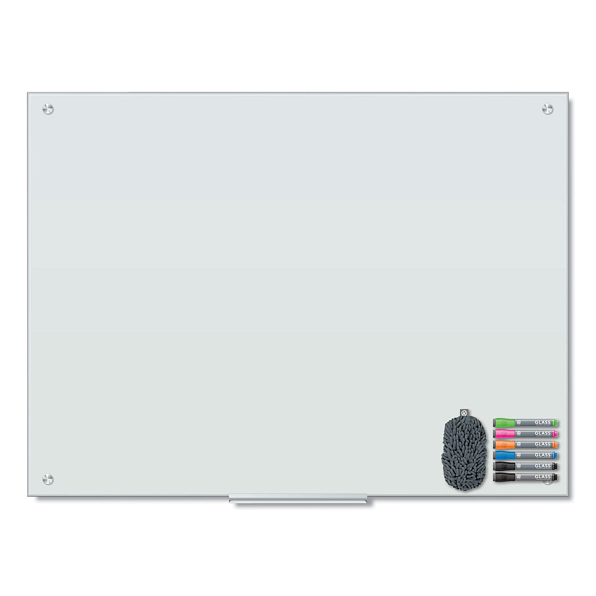 U Brands Magnetic Glass Dry Erase Board Value Pack, 47" x 35", Frosted White (UBR3972U0001)