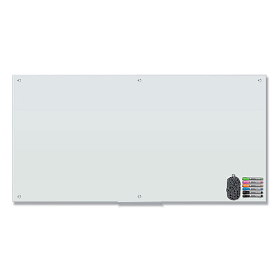U Brands Magnetic Glass Dry Erase Board Value Pack, 70" x 35", Frosted White (UBR3973U0001)