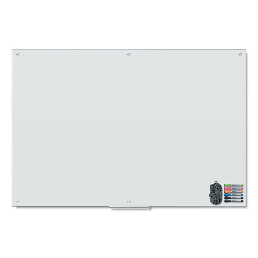 U Brands Magnetic Glass Dry Erase Board Value Pack, 70" x 47", Frosted White (UBR3974U0001)