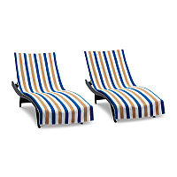Cabo Cabana Chaise Cover 30x85 Navy/beige, Pack Of 2 (P-CC-CC-NV/BG)