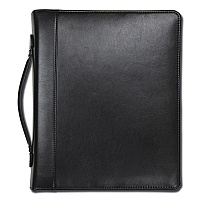 Samsill Leather Multi-Ring Zippered Portfolio, Two-Part, 1" Cap, 11 x 13 1/2, Black (SAM15540)