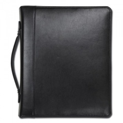 Samsill Leather Multi-Ring Zippered Portfolio, Two-Part, 1" Cap, 11 x 13 1/2, Black (15540)