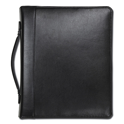 Samsill Leather Multi-Ring Zippered Portfolio, Two-Part, 1" Cap, 11 x 13 1/2, Black (SAM15540)