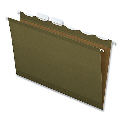 Pendaflex Ready-Tab Reinforced Hanging File Folders, Legal Size, 1/6-Cut Tabs, Standard Green, 25/Box (PFX42591)