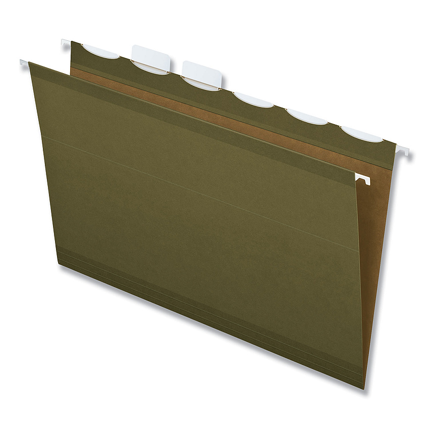 Pendaflex Ready-Tab Reinforced Hanging File Folders, Legal Size, 1/6-Cut Tabs, Standard Green, 25/Box (PFX42591)