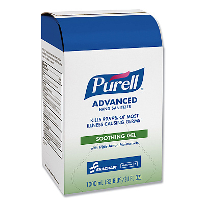 AbilityOne 8520015223888, SKILCRAFT PURELL Gel Hand Sanitizer with Aloe, 1,000 mL Pouch, 8/Carton