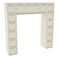 Tennsco Sixteen Box Compartments and Coat Bar, 72w x 18d x 72h, Sand (TNNSRS721872ASD)