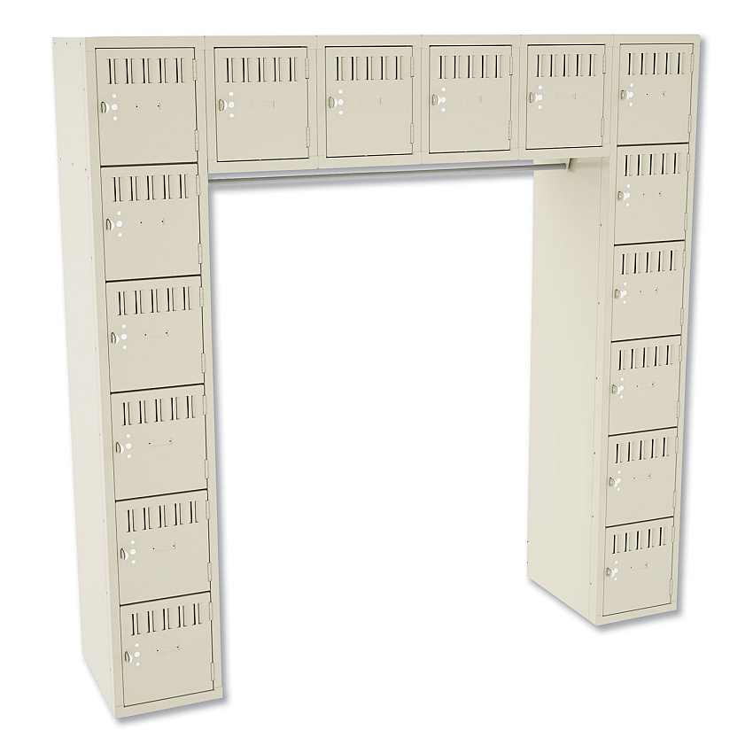 Tennsco Sixteen Box Compartments and Coat Bar, 72w x 18d x 72h, Sand (TNNSRS721872ASD)