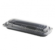 Anchor Packaging MICRORAVES RIB CONTAINER W/VENTED ANTI-FOG LIDS, FULL SLAB, BLACK/CLEAR, 100/CARTON (4402000)