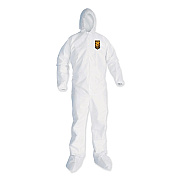 KleenGuard A35 Liquid and Particle Protection Coveralls, Zipper Front, Hooded, Elastic Wrists and Ankles, 2X-Large, White, 25/Carton (KCC38941)